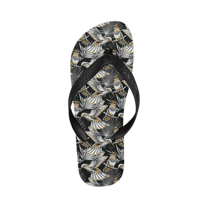 Hummingbird Gold Design Themed Print Flip Flops-JTAMIGO.COM