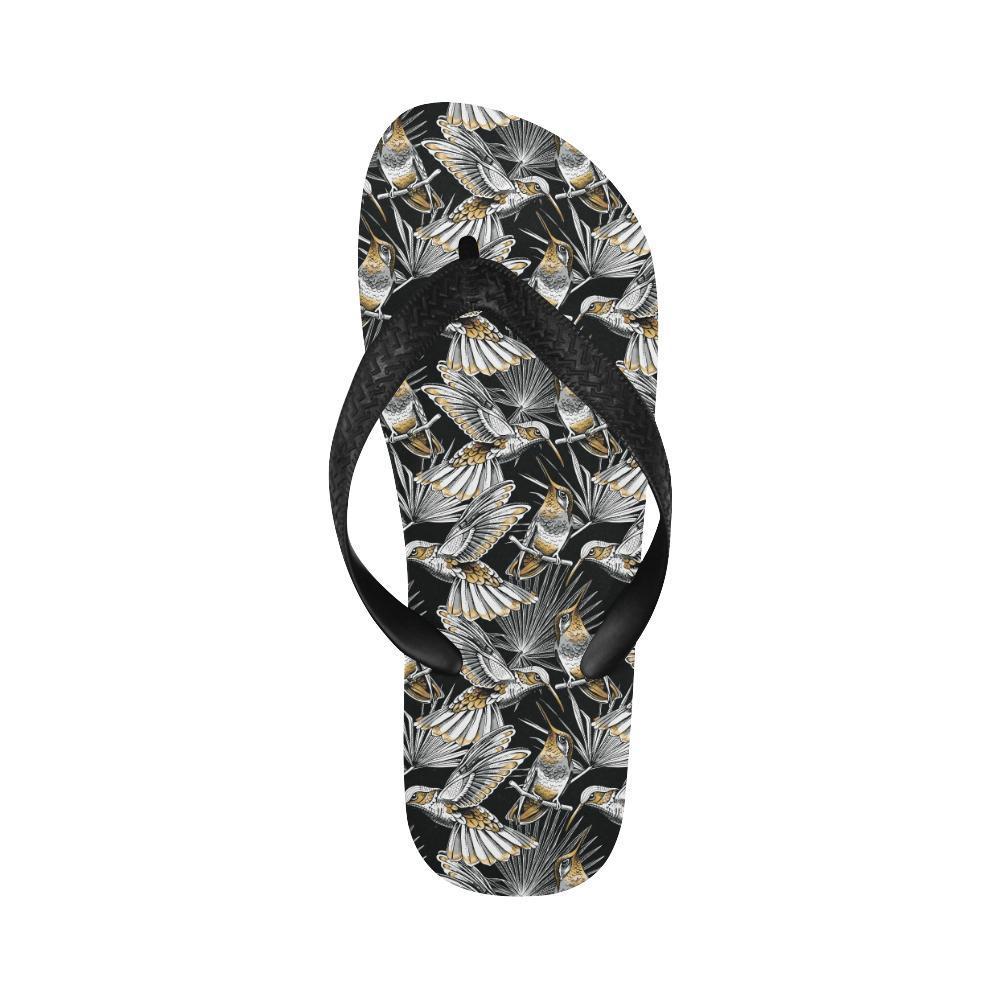 Hummingbird Gold Design Themed Print Flip Flops-JTAMIGO.COM