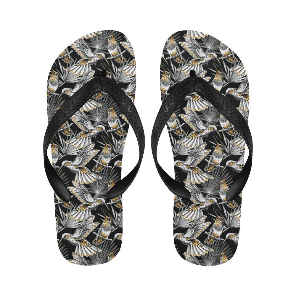 Hummingbird Gold Design Themed Print Flip Flops-JTAMIGO.COM