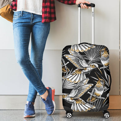 Hummingbird Gold Design Themed Print Luggage Cover Protector