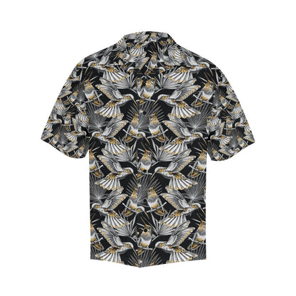 Hummingbird Gold Design Themed Print Men Aloha Hawaiian Shirt