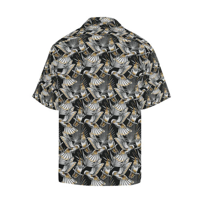 Hummingbird Gold Design Themed Print Men Aloha Hawaiian Shirt