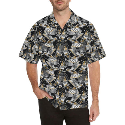 Hummingbird Gold Design Themed Print Men Aloha Hawaiian Shirt