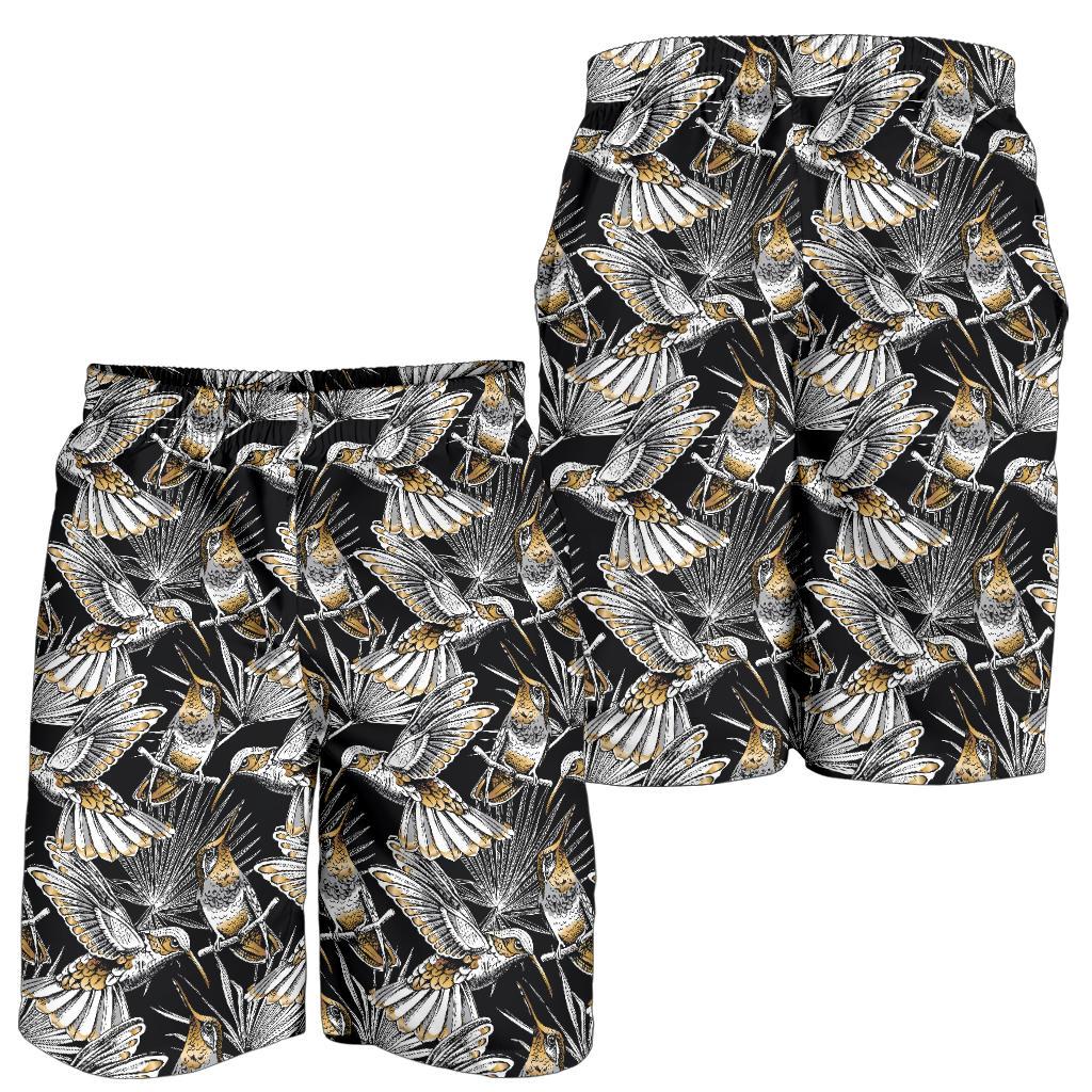 Hummingbird Gold Design Themed Print Mens Shorts-JTAMIGO.COM