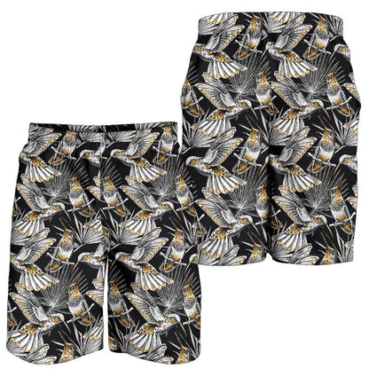 Hummingbird Gold Design Themed Print Mens Shorts-JTAMIGO.COM