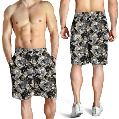 Hummingbird Gold Design Themed Print Mens Shorts-JTAMIGO.COM