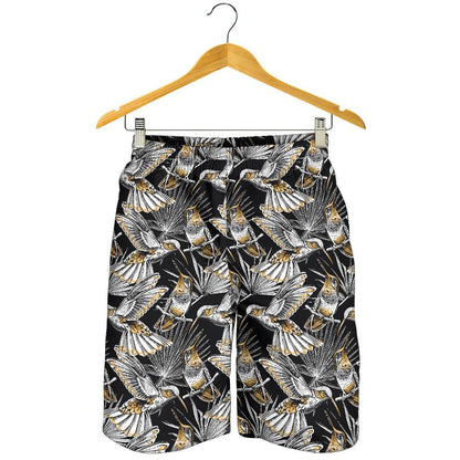 Hummingbird Gold Design Themed Print Mens Shorts-JTAMIGO.COM