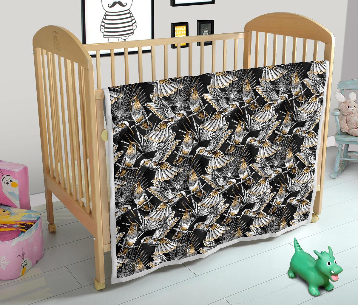 Hummingbird Gold Design Themed Print Premium Quilt-JTAMIGO.COM