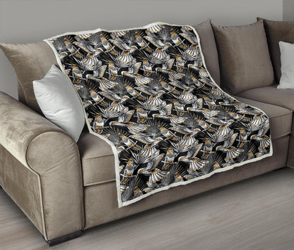 Hummingbird Gold Design Themed Print Premium Quilt-JTAMIGO.COM
