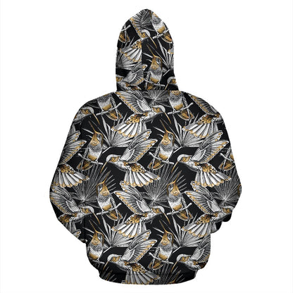 Hummingbird Gold Design Themed Print Pullover Hoodie