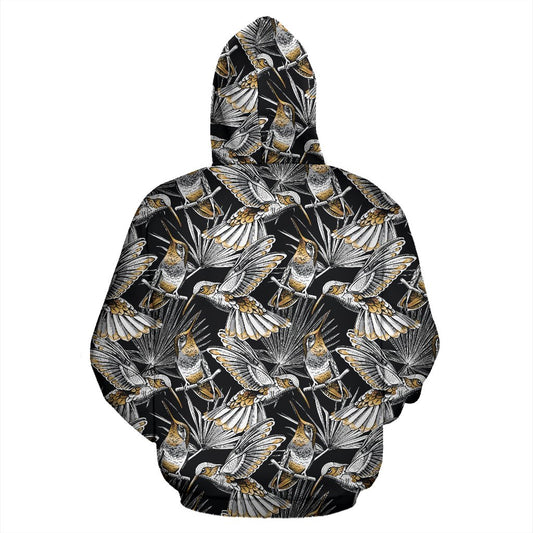 Hummingbird Gold Design Themed Print Pullover Hoodie