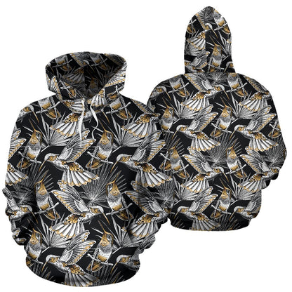 Hummingbird Gold Design Themed Print Pullover Hoodie