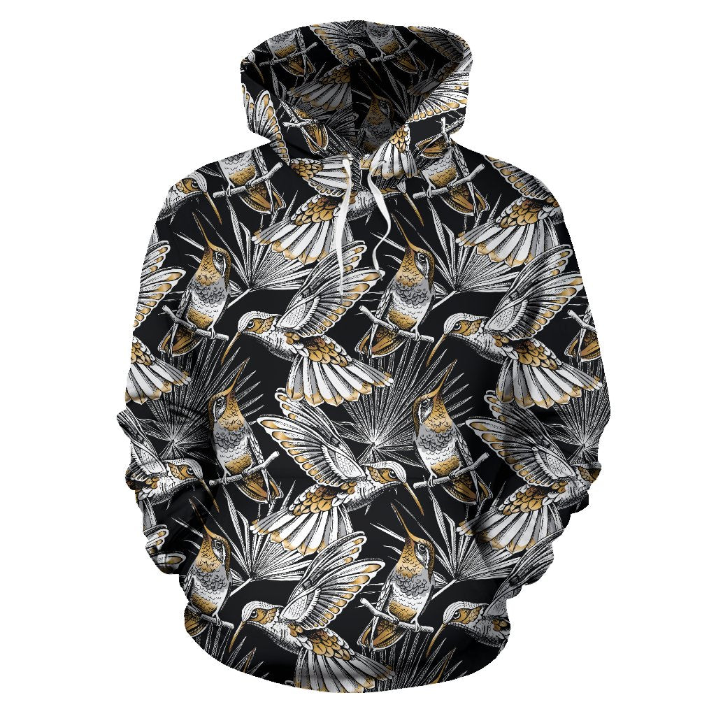 Hummingbird Gold Design Themed Print Pullover Hoodie