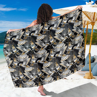 Hummingbird Gold Design Themed Print Sarong Pareo Wrap