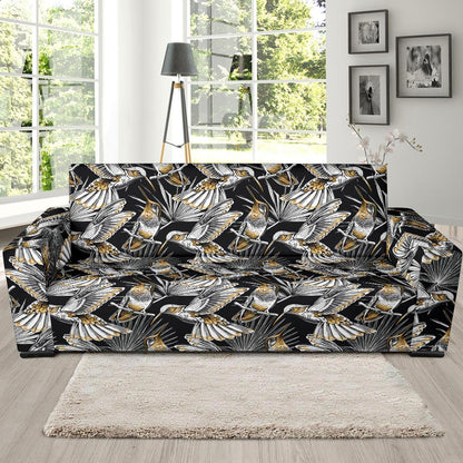Hummingbird Gold Design Themed Print Sofa Slipcover-JTAMIGO.COM