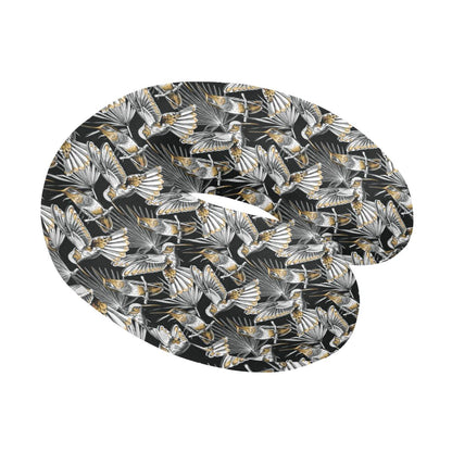 Hummingbird Gold Design Themed Print U-Shaped Travel Neck Pillow-JTAMIGO.COM