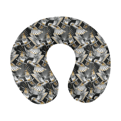 Hummingbird Gold Design Themed Print U-Shaped Travel Neck Pillow-JTAMIGO.COM