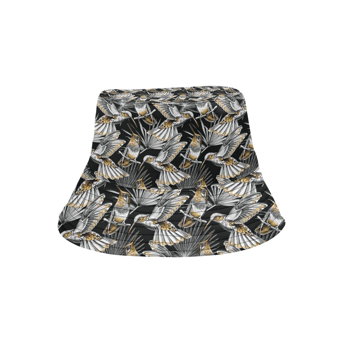 Hummingbird Gold Design Themed Print Unisex Bucket Hat