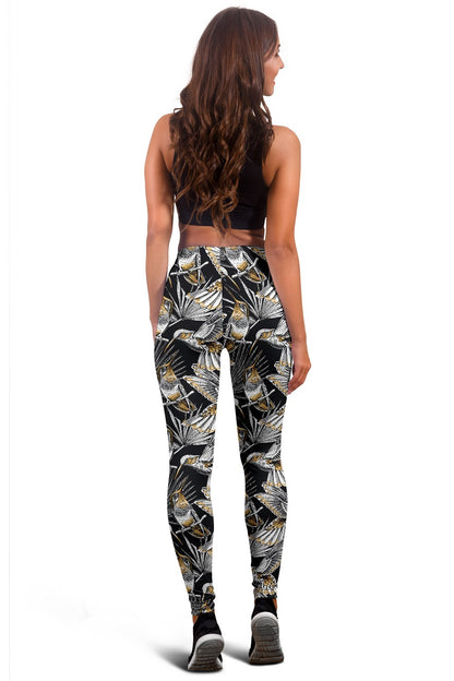 Hummingbird Gold Design Themed Print Women Leggings