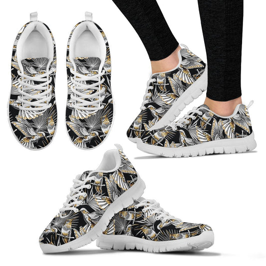 Hummingbird Gold Design Themed Print Women Sneakers Shoes