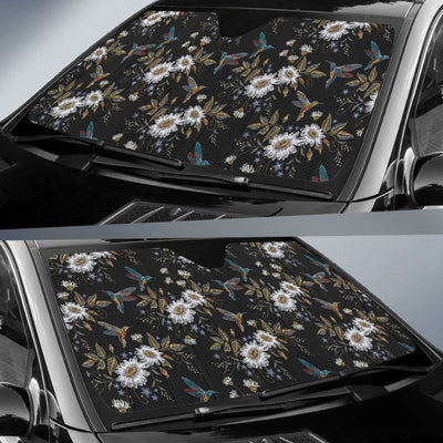 Hummingbird with Embroidery Themed Print Car Sun Shade For Windshield
