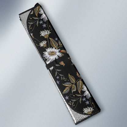 Hummingbird with Embroidery Themed Print Car Sun Shade For Windshield