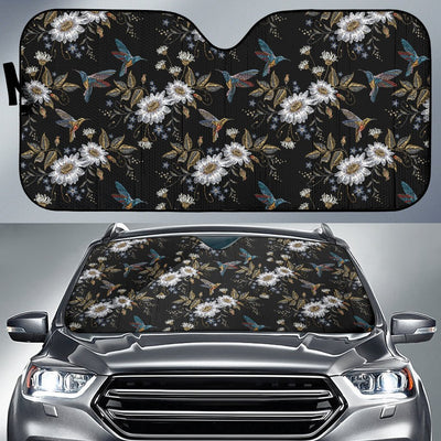 Hummingbird with Embroidery Themed Print Car Sun Shade For Windshield