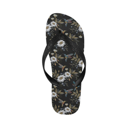 Hummingbird with Embroidery Themed Print Flip Flops-JTAMIGO.COM