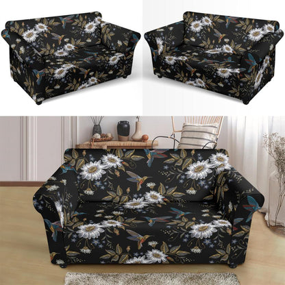 Hummingbird with Embroidery Themed Print Loveseat Slipcover-JTAMIGO.COM
