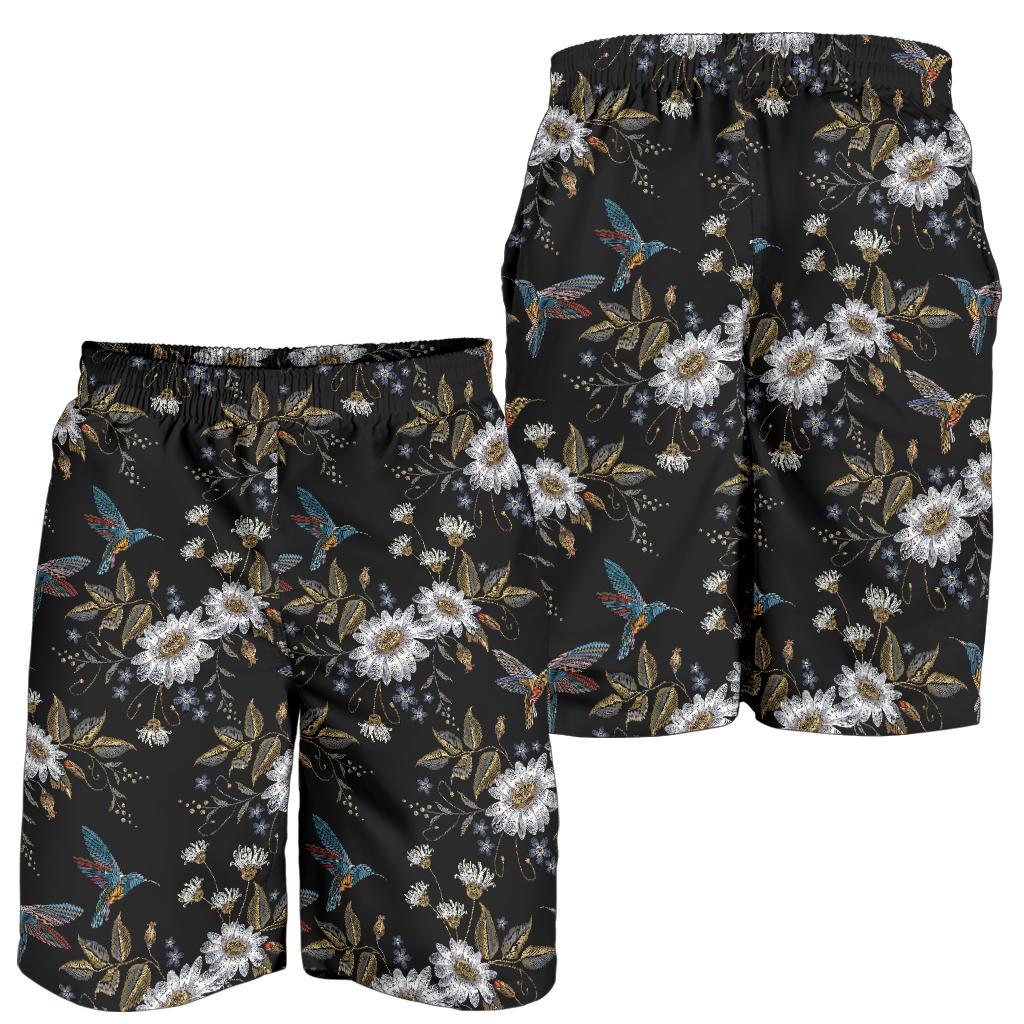 Hummingbird with Embroidery Themed Print Mens Shorts-JTAMIGO.COM
