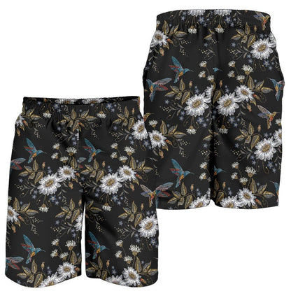 Hummingbird with Embroidery Themed Print Mens Shorts-JTAMIGO.COM
