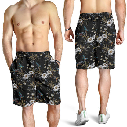 Hummingbird with Embroidery Themed Print Mens Shorts-JTAMIGO.COM