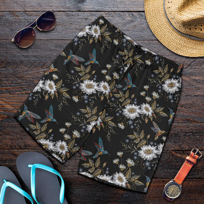 Hummingbird with Embroidery Themed Print Mens Shorts-JTAMIGO.COM