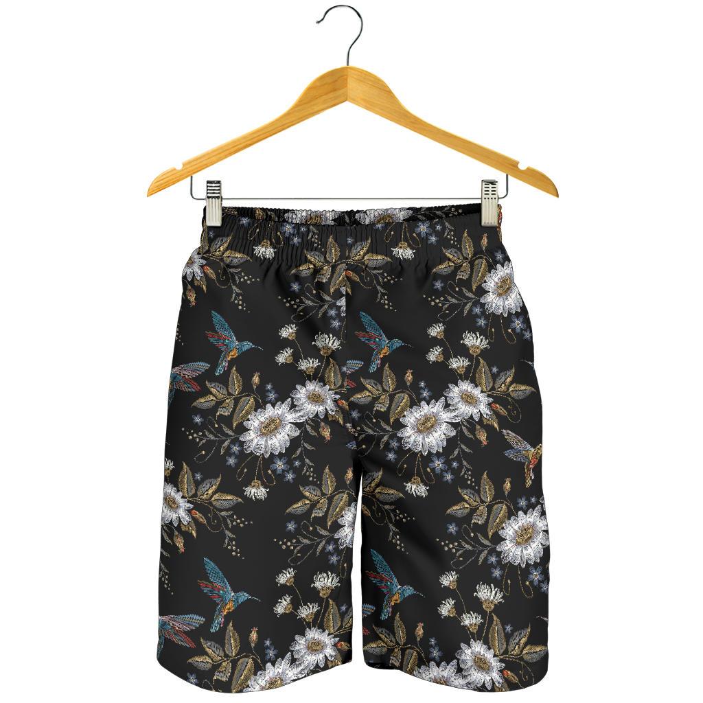 Hummingbird with Embroidery Themed Print Mens Shorts-JTAMIGO.COM