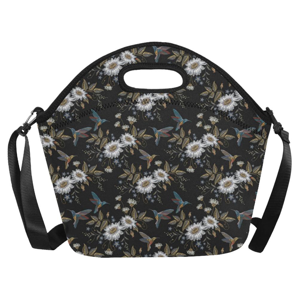 Hummingbird with Embroidery Themed Print Neoprene Lunch Bag (Model 1669)(Large)-JTAMIGO.COM
