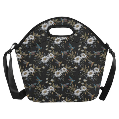 Hummingbird with Embroidery Themed Print Neoprene Lunch Bag (Model 1669)(Large)-JTAMIGO.COM