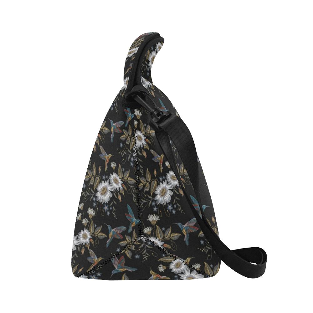 Hummingbird with Embroidery Themed Print Neoprene Lunch Bag (Model 1669)(Large)-JTAMIGO.COM