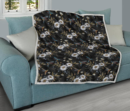 Hummingbird with Embroidery Themed Print Premium Quilt-JTAMIGO.COM