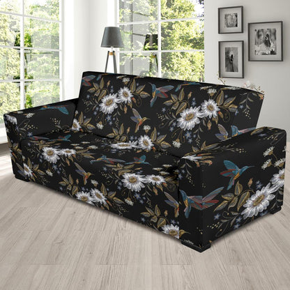 Hummingbird with Embroidery Themed Print Sofa Slipcover-JTAMIGO.COM