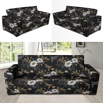 Hummingbird with Embroidery Themed Print Sofa Slipcover-JTAMIGO.COM