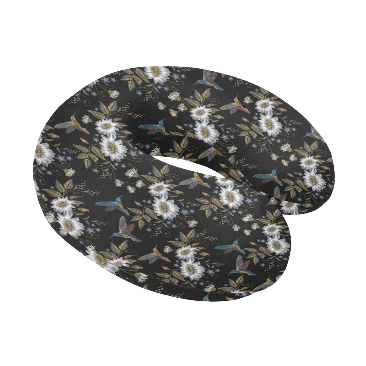 Hummingbird with Embroidery Themed Print U-Shaped Travel Neck Pillow-JTAMIGO.COM