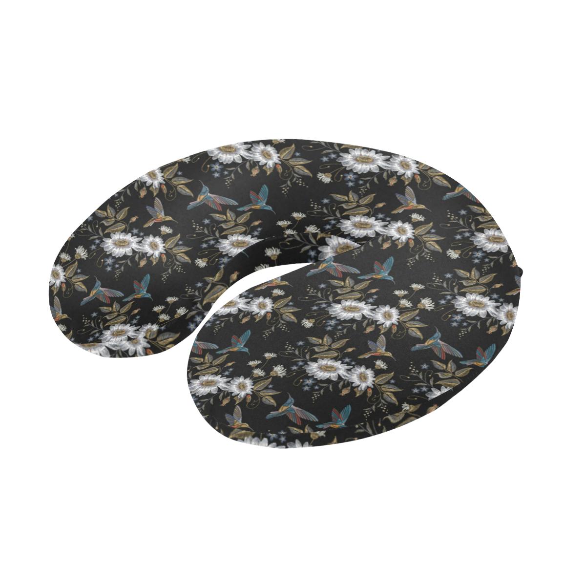 Hummingbird with Embroidery Themed Print U-Shaped Travel Neck Pillow-JTAMIGO.COM