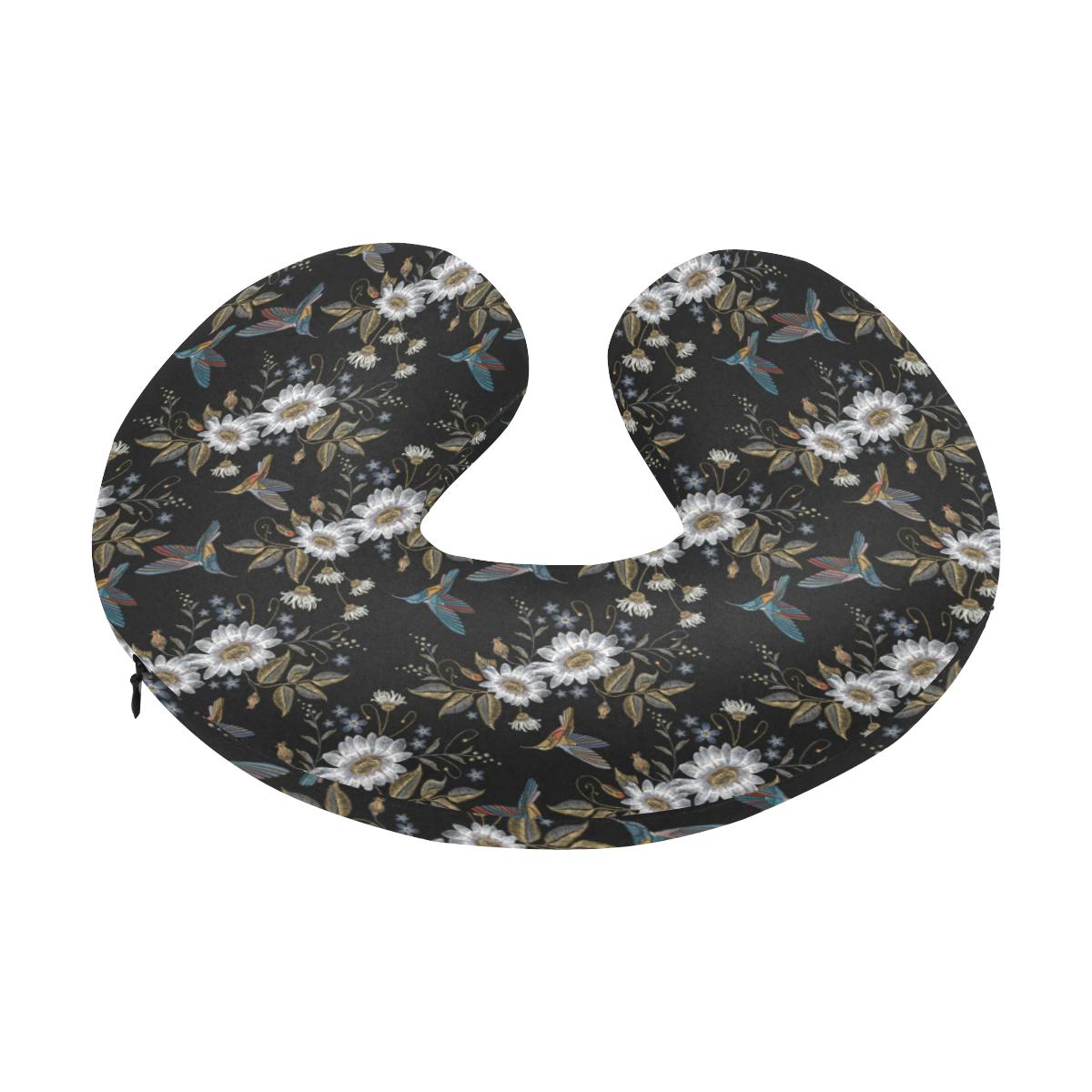 Hummingbird with Embroidery Themed Print U-Shaped Travel Neck Pillow-JTAMIGO.COM