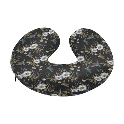 Hummingbird with Embroidery Themed Print U-Shaped Travel Neck Pillow-JTAMIGO.COM