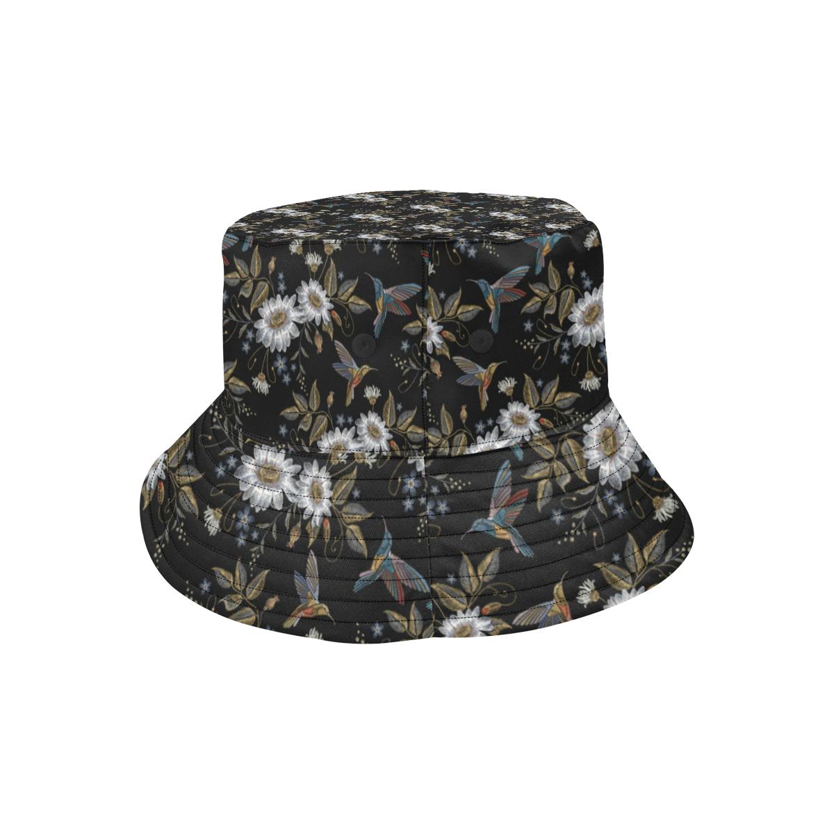 Hummingbird with Embroidery Themed Print Unisex Bucket Hat