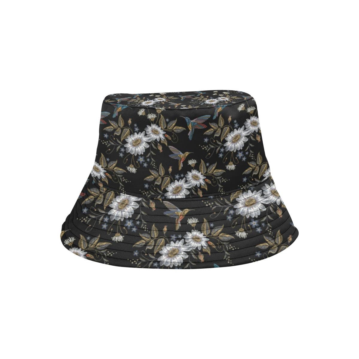 Hummingbird with Embroidery Themed Print Unisex Bucket Hat