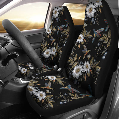 Hummingbird with Embroidery Themed Print Universal Fit Car Seat Covers