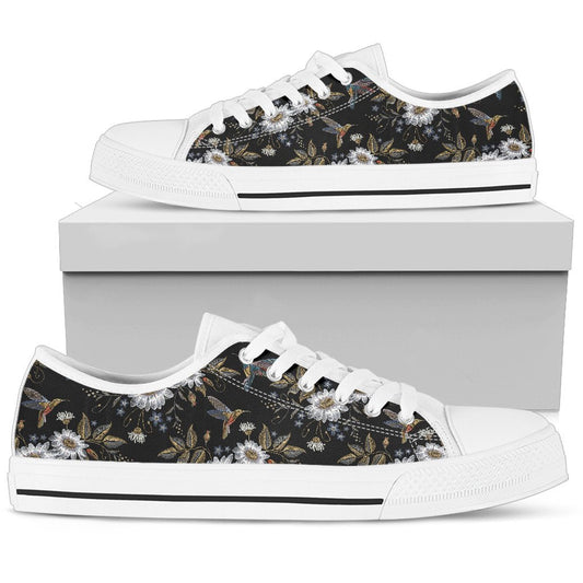 Hummingbird with Embroidery Themed Print Women Low Top Shoes
