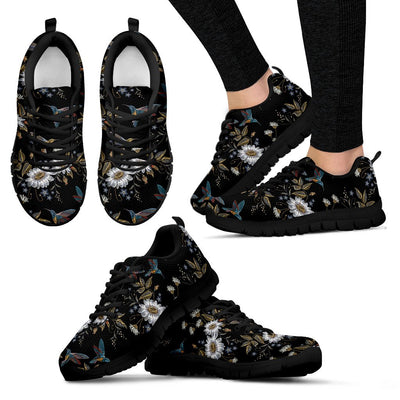 Hummingbird With Embroidery Themed Print Women Sneakers Shoes