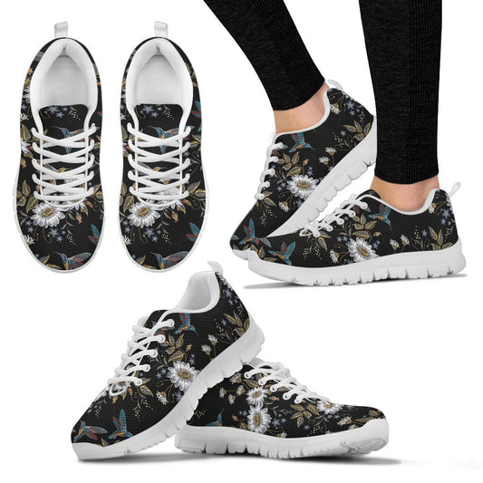 Hummingbird With Embroidery Themed Print Women Sneakers Shoes